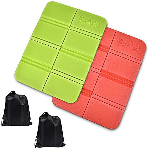 AUBEY 2er Thermo Sitzkissen Outdoor Faltbar, Sitzunterlage Outdoor Kinder Sitzmatte, Wasserdicht Spielplatz Matte, Wander Jagd Zubehör Garten Stadion Hunting Camping (Rot und Grün)
