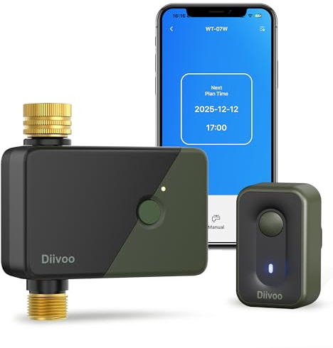 Diivoo Centralina Irrigazione WiFi con Ingresso Uscita in Ottone, Timer Irrigazione è Compatibile con Alexa e Google Home, Temporizzatore Irrigazione per Giardino, Prato