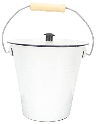 Luxshiny Thickened Enamel Storage Bucket Lid Multi-use Container for Water and Trash Portable Pail for Backyard Picnics Camping Organizing Practical Design