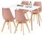 FURNITABLE Esszimmergruppe Esstisch mit 4 Stühlen Essgruppen, Rechteckig 110cm Küchentisch-Set und 4er Set Esszimmerstühle für Wohnzimmer Küche Büro (Weiß Tisch+4 Rauchrosa Stühle)