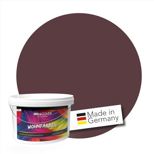 WALLCOVER hochwertige Wandfarbe für Innen | Rot Bordeaux | 5L für 40m² | Hochdeckende Innenfarbe Matt (Klasse 1) | Profi Qualität aus Deutschland