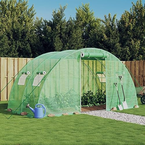 Homgoday Gewächshaus mit Stahlrahmen grün 8m² 4x2x2m Gartenhaus Pflanzenhaus Wintergarten Hinterhof Outdoor Garten Warm Zimmerpflanzen Grow House 651 Outdoor&Garden