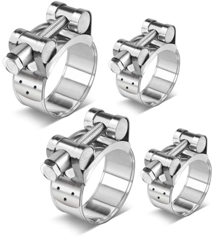 4 Stück Gelenkbolzenschellen Edelstahl Set 2 Stk 32-35mm Schlauchschellen und 2 Stk 40-43mm Spannbackenschellen Auspuff Klemme für Schlauchbefestigung Poolschlauch Gasleitung und Garten