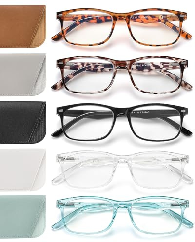JOLISU 5 Pack Reading Glasses For Women,Spring Hinges, Sturdy and Durable（2.00