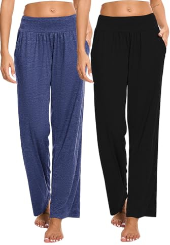 Marvmys Pantalon de Yoga Femmes avec Poches Sudation Décontracté Pilates Yoga Pants Coton Jogging Fitness Running Sport S-3XL