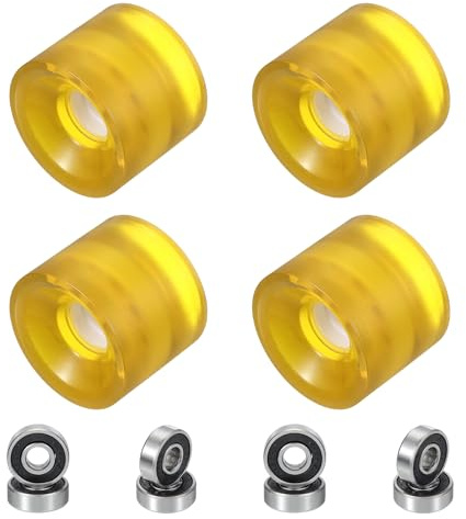 PATIKIL 61 mm skateboardhjul 1 set 86 A hårdhet gatuhjul PU cruiser-hjul med 608RS lager för skateboards utbyte, transparent gul