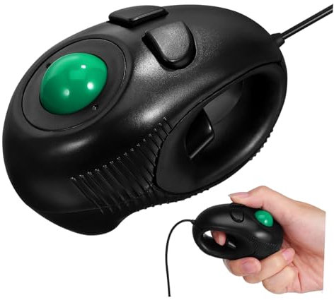 jojofuny 4d Trackball Mouse Usb Mini Mouse for Laptop Users Ergonomic Wired Design for Home Office Black Color