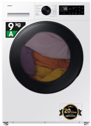 Samsung Waschtrockner Crystal Clean Slim WD90DG5G34BE, 9 + 5 kg, WLAN, Ecobubble, Dampfreiniger, AI Energy Mode, Frontlader, 60 x 85 x 48 cm