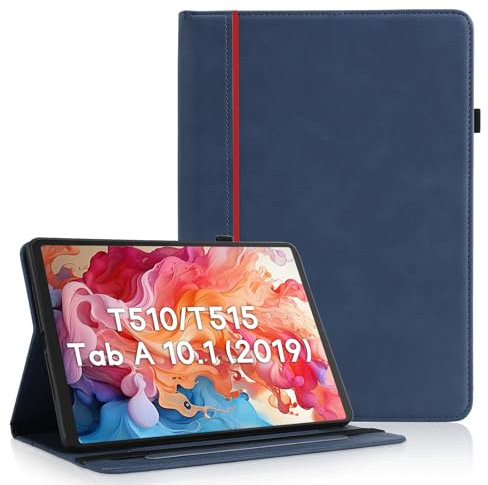 AsWant Hülle für Samsung Galaxy Tab A 10.1 2019 (T510 T515 T517), Schutzhülle Ultradünne PU Leder mit Stand Schutzhülle und Auto Schlafen/Wachen Case Hülle, Blau