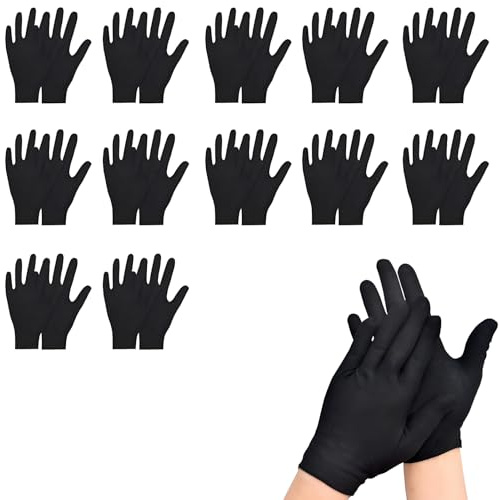 xutong 12 pares de guantes de algodón, color negro, talla universal, material elástico, para inspección de accesorios, cuidado diario