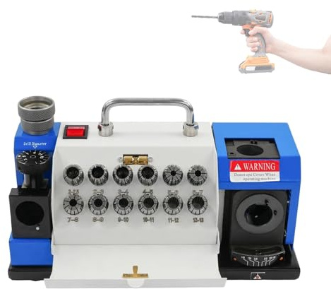 Affilatrice per punte da trapano, affilatrice per punte da trapano, mandrino con pinze da 2-13 mm, affilatrice portatile, angolo di affilatura regolabile da 90° a 145°, posizionamento rotante