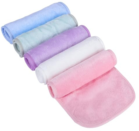 Lanjue Lot de 5 chiffons démaquillants en flanelle doux et réutilisables, 40 x 19 cm, chiffons de nettoyage pour un démaquillage quotidien en douceur (rose, blanc, bleu, vert, violet)