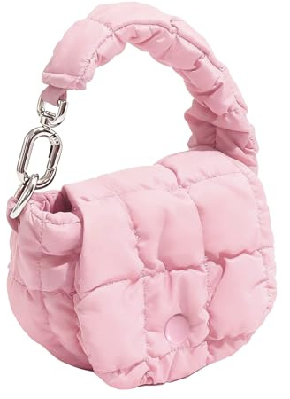 Mini Cloud Bag – 9 cm quiltad puffer | mode midjeväska – bomullslinne polyester lätt säker stängning med myntväska hörlurar ficka snygg bärbar handledsväska