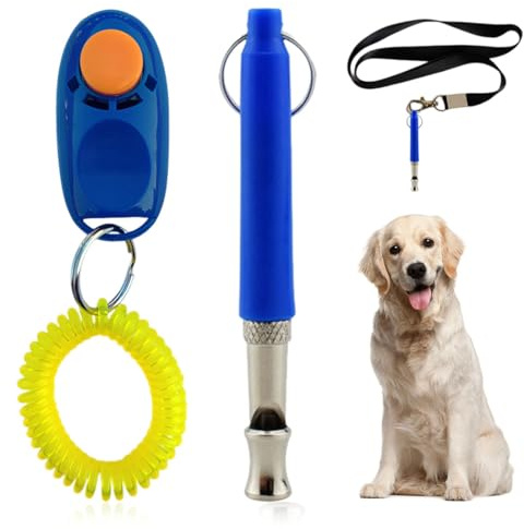 LYITZW 2 Pezzi, Clicker per Cani, Set di Addestramento per Animali Domestici con Clicker da Polso e Fischietto con Cordino, per Addestramento Canino, Comandi e Giocattoli per Cani