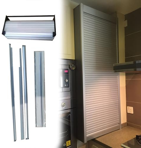 Skjutdörrsskåp, 55 cm hög jalusiförvaringsenhet för garderob och garage, enkel installation, infällbara dörrar, perfekt för vitvaror och organisering av lådor