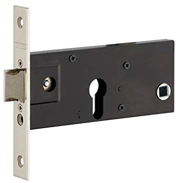 THIRARD - Boîtier de Serrure Encastrable à Cylindre pour Porte d'Entrée - Axe 70 mm - Bouts Carrés - Coffre Acier Embouti - Têtière Acier - Demi-Tour Réversible - Gris