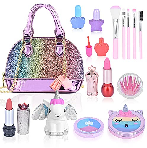 Spielzeug 4-12 Jahre Mädchen Kinderschminke Set Waschbar Schminke Kinder Kosmetik Makeup Set Rollenspiel Kinder Spielzeug Weihnachten Geschenk für Mädchen 5 6 7 8 Jahre Geschenk