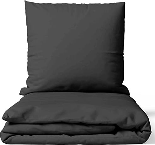 Leonado Vicenti Uni Bettwäsche-Set 135x200 Microfaser mit Reißverschluss Allen Farben wählbar, Farbe:Anthrazit