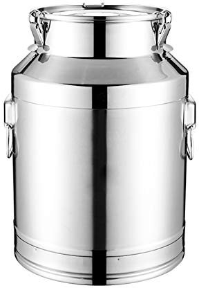 Barils De Transport De Lait Avec Joint En Silicone, 201 Acier Inoxydable Boîte De Lait Seau À Vin Pot Laitier Baquet Pichet Fourre-Tout Bouteille D'huile Boîte À Thé(Argent),7L