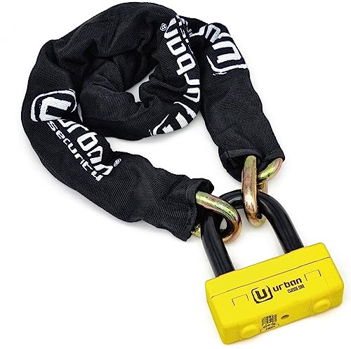urban UR74150 Lucchetto antifurto a Catena per Moto ad Alta Sicurezza omologato Classe Sra, Mini U Disc Lock + Chain ø13,5, 150cm, Giallo