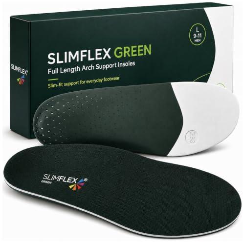 Slimflex Green Arch Support Insoles for Men and Women - Pronation Supination Balancing - Moderate Arch Support