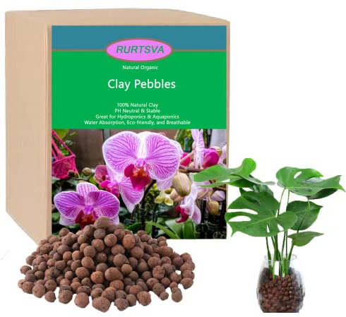Piedras de arcilla orgánica natural, bolas de leca expandidas de 8 a 18 mm, medios de cultivo para hidroponía, decoración, acuapónica, elementos esenciales de jardinería (15 libras)