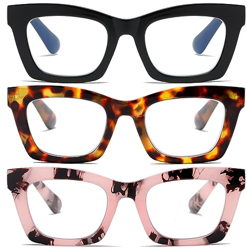 Fsread Reading Glasses for Women - 3 Pack Stylis Readers with Blue Light Blocking and Spring Hinge +2.5