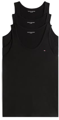 Tommy Hilfiger Camisetas de Tirantes Hombre Pack de 3 Tank Tops con Cuello Redondo, Negro (Black/Black/Black), L