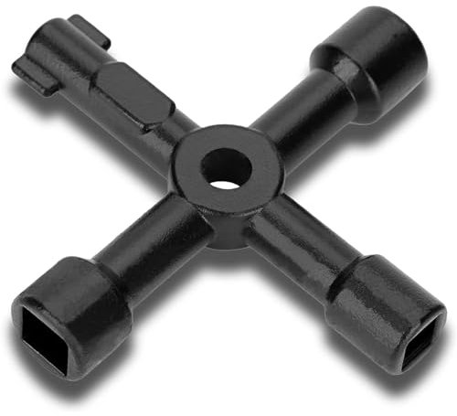 JYTDBCS 4-Way Multi-Functional Utilities Zinc Alloy Key Radiator Key Bleed Triangle/Square Universal Cross Triangle Key for Train Elevator Cabinet Valve Opening Utility Key Radiator Key