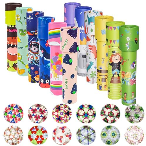 Byffoer 12 Stück Klassisches Kaleidoskope,Kaleidoskop Kinder Vintage Retro-Kaleidoskope Lernspielzeug,Kaleidoskop Kinder Mitgebsel für Kindergeburtstag, Weihnachten, Schule und Klassenzimmer Preise