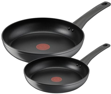 Lagostina Edera, Set di 2 Padelle Antiaderenti 24/28 cm con Rivestimento in Titanio per Cottura senza Grassi, Compatibile con Piano Cottura a Gas, Tecnologia Thermo-signal