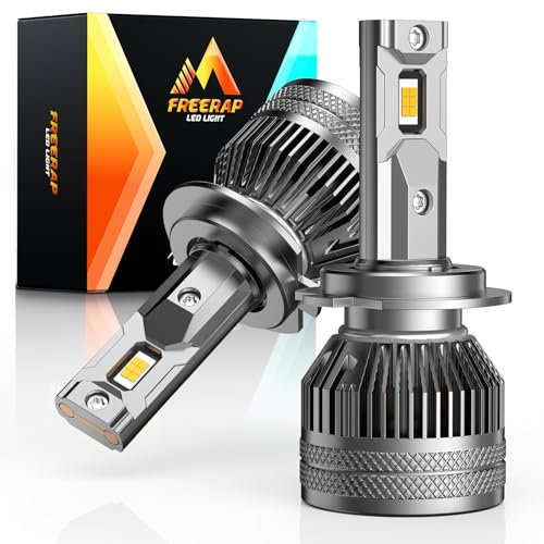 FREERAP H7 LED Headlight Bulb, 32000LM 600% 6500K Brighter Headlight Bulbs, Plug and Play Halogen Replacement, IP68 Waterproof, Pack of 2(H7)