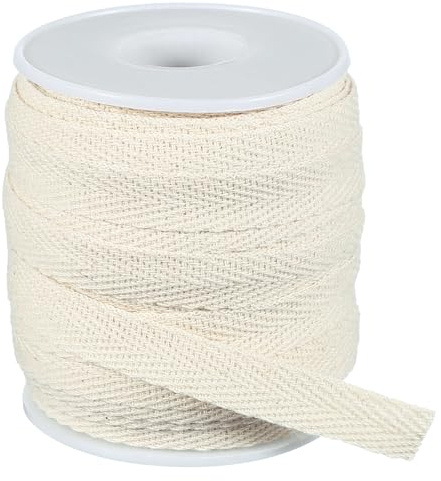 PATIKIL 10mm x 66feet Flat Drawstring Cord, Beige Cotton, Drawstring Replacement, Sweatpants Sports Sweatshirts Hoodie, 18.28m / 20Yard, 1cm / 0.39 inch, 67 x 59mm / 2.64 x 2.32 inch (L x W), 1 Roll