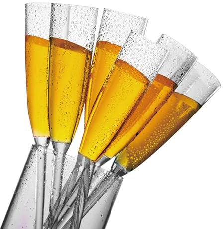 Flytande champagneflöjt – set med 6 flytande champagneglas | robusta akrylstammade baslösa glas | pool champagneglas för poolfester och utomhussammankomster