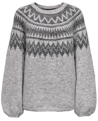 ONLY Onlreykja LS O-Neck Knt, Gris Claro, S para Mujer