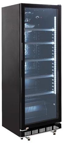 GastroHero Getränkekühlschrank GKS-360 I 360 L Getränkekühlschrank mit Glastür & LED I Flaschenkühlschrank abschließbar I Bierkühlschrank 0 bis +8 °C