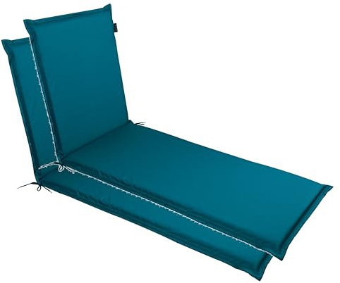 LILENO HOME Sonnenliege Auflage als 2er Set - Rollliege in Petrol - Gartenliegen perfekt für Strandliege - Polster Auflage für Gartenliege (188x60x5cm)