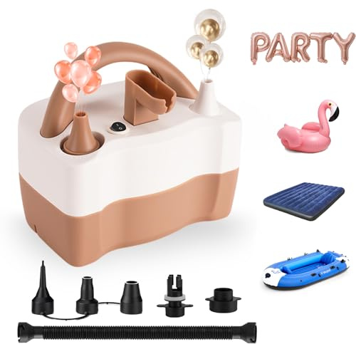 PlusFive 3-in-1 Electric Balloon Pump for All Balloons, Multi-Functional Air Pump with Dual Motor, Electric Pump for Quick Inflate & Deflate Latex/Foil/260q/Long Balloons& Balls& SwimmingPool & Airbed