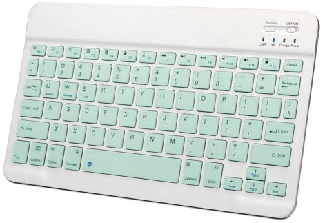 EDIVIA Slim Mini Wireless Portable Bluetooth Rechargeable Keyboard for Apple iPad iPhone Samsung Tablet Phone Smartphone Fire HD 10 Max 11 iPadOS iOS Android (10 Inch Green)
