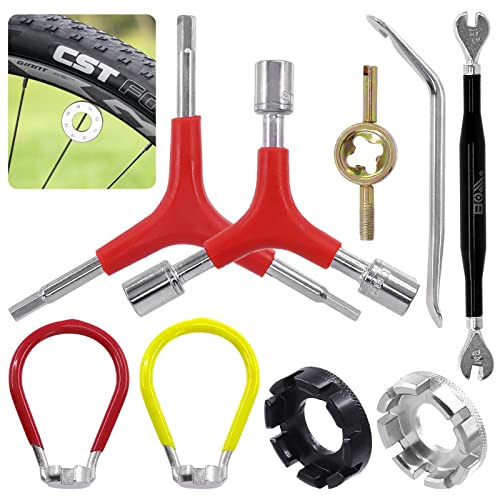 Mardatt 9 Pcs Bike Spoke Tool Set, Bike Wheel Spoke Key, Adjustment Wrench Bicycle Rim Correct Kit Truing Cycling Pocket Tools Bicycle Repair Tool for Outdoor Sports