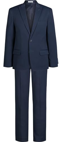 Calvin Klein Boys 2-Piece Formal Suit Set, Includes Single Breasted Jacket & Straight Leg Dress Pants with Belt Loops & Functional Pockets, Bright Blue Stretch, 4