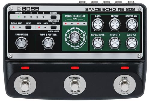 BOSS RE-202 Space Echo | Tape Echo Delay Reverb Effektpedal | Moderne Nachbildung des legendären Roland RE-201 Space Echo | Stereobetrieb | Federhall | Wow & Flutter