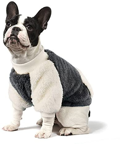 NAMSAN Hundepullover für Kleine Hunde Winter Hundepullover mit Taschendesign Warm Fleece Hundepulli für Kleine Hunde/Welpe-Grau, XL