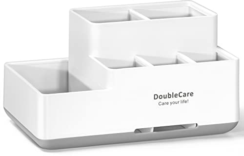 Portaspazzolino con antiscivolo, organizer da bagno rimovibile, portaoggetti multifunzionale, contenitore per dentifricio, rasoio