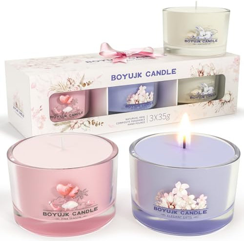 Duftkerzen Geschenke für Frauen | Duftkerzen Geschenkset for Anxiety | 6 Duftkerzen im Glas | Entspannungsgeschenke für Frauen (Pink + Weiss + Blau)