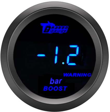 ETOPARS Universale Auto Turbo Boost Manometro 2 Pollici 52mm Turbo Boost Misuratore Digitale Bar Boost Indicatore Calibro Blu Luce Boost Pressione Strumenti Lente Tinta Fumo