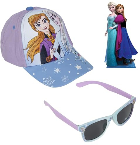 ILS I LOVE SHOPPING Ensemble de chapeau et de lunettes de soleil enfant Kit casquette de baseball protection UV avec visière réglable pour enfants cadeaux pour garçons (Frozen)