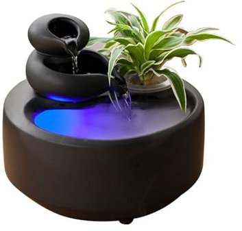 Xumh2024-3 Fontana da Interni Feng Shui Fontana in Ceramica Creativa Fortuna Acqua fluente Ornamenti Ufficio Desktop Fontana Soggiorno Vaso Acquario Regalo di Apertura Home Fontana