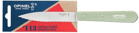 Opinel - Cuchillo con muescas para tomates (10 cm, mango de madera verde salvia, n.º 113)