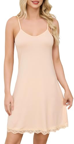 Sopesil Combinaciones para Vestidos Mujeres Enaguas Enteras Camisiones Tirantes para Mujer con Encaje Full Slip Modal Petticoat Strapless Slip Elegante Mini Vestido sin Mangas Sexy